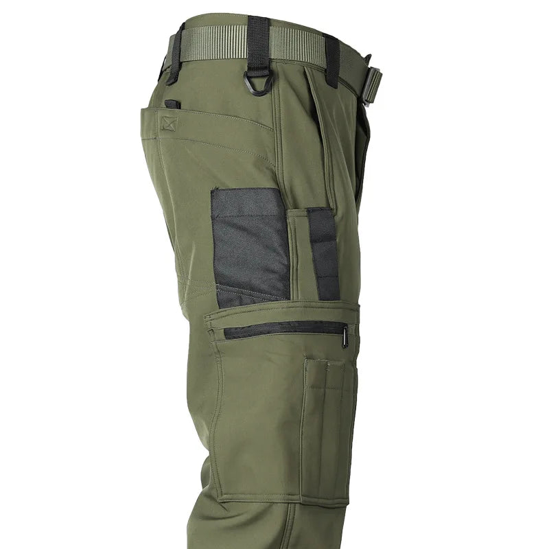 Herren Taktische Fleece Softshell Cargohose Multipocket Outdoor Wandern Sport Militär Warm Herbst Winter Arbeit – Premium Tactical Hose Allrounder | Outdoor Mode Premium Herren