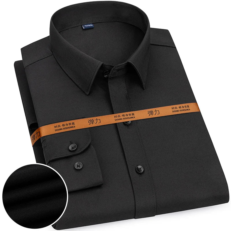 Chemise Homme Slim Fit Couleur Unie – Business Casual Classique Manches Longues Légère | Mode Homme Premium