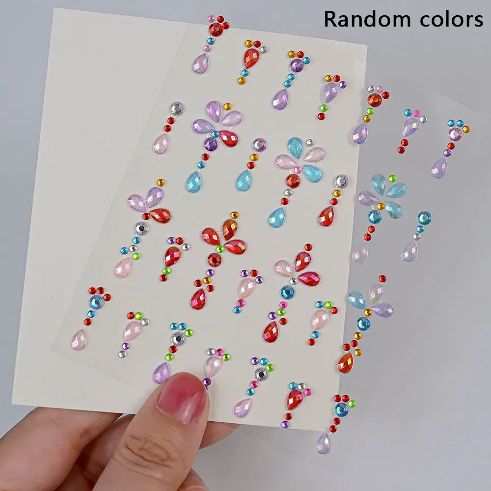 Stickers Strass Visage – Tatouages Temporaires Glitter Diamant | Fête & Maquillage