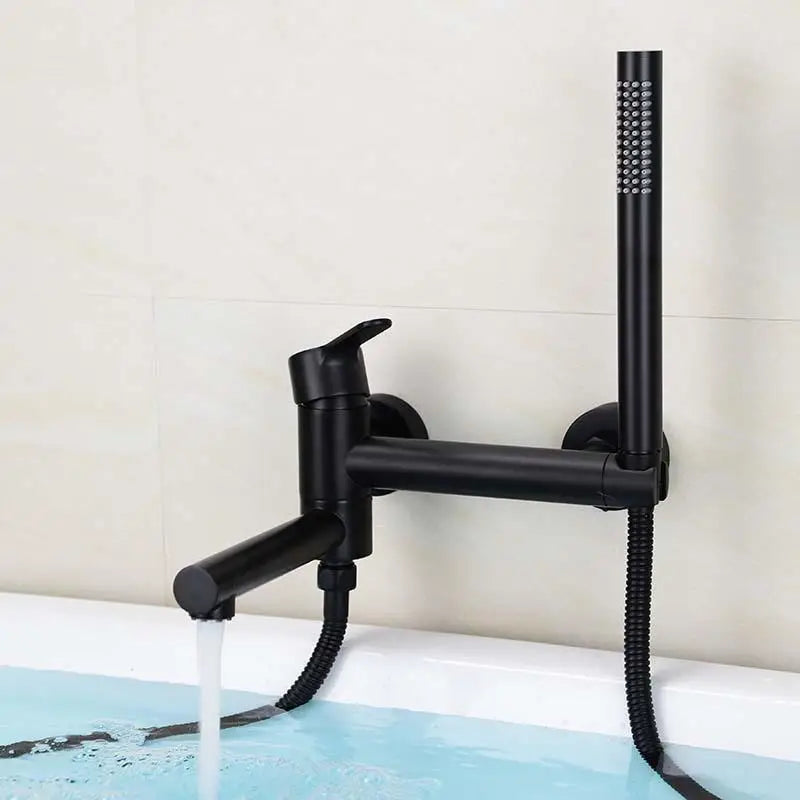 Robinet Baignoire Mural Laiton – Bec Pivotant, Douchette à Main, Mitigeur Eau Chaude & Froide | Salle de Bain