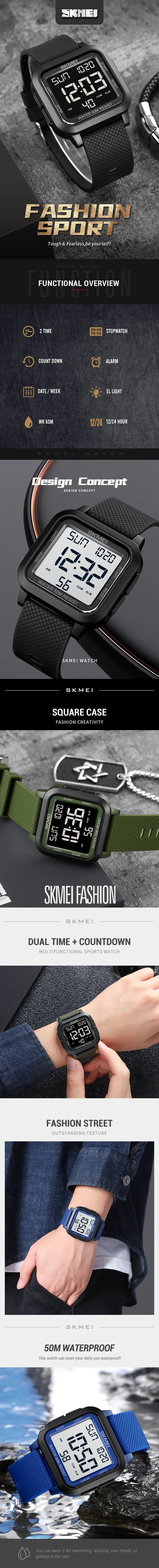 Montre Homme SKMEI 1894 Militaire Sport Luxe – LED Digital Électronique Étanche Reloj