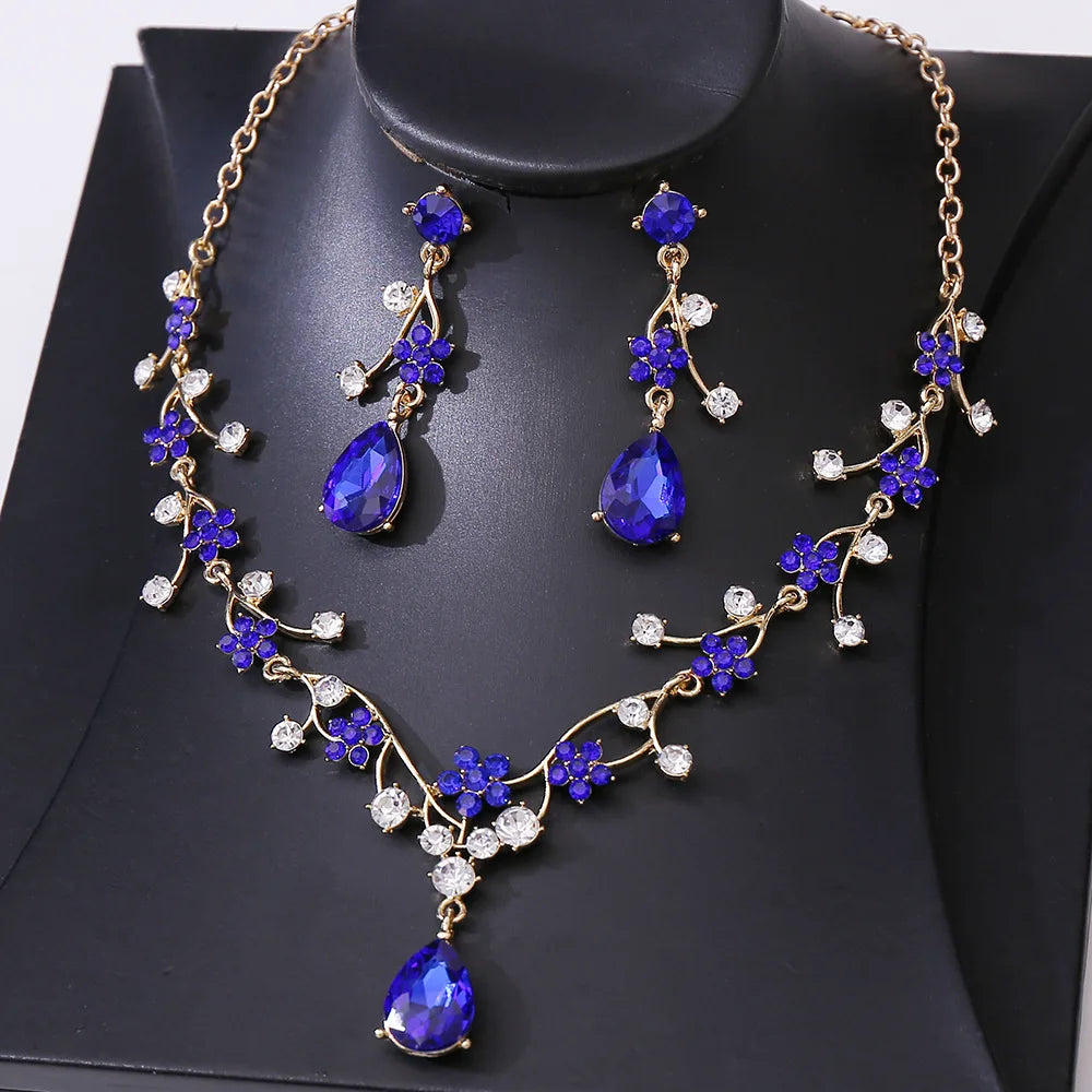 DIEZI Parure Couronne Baroque Mariage Cristal Opale – Tiare Collier Boucles Princesse