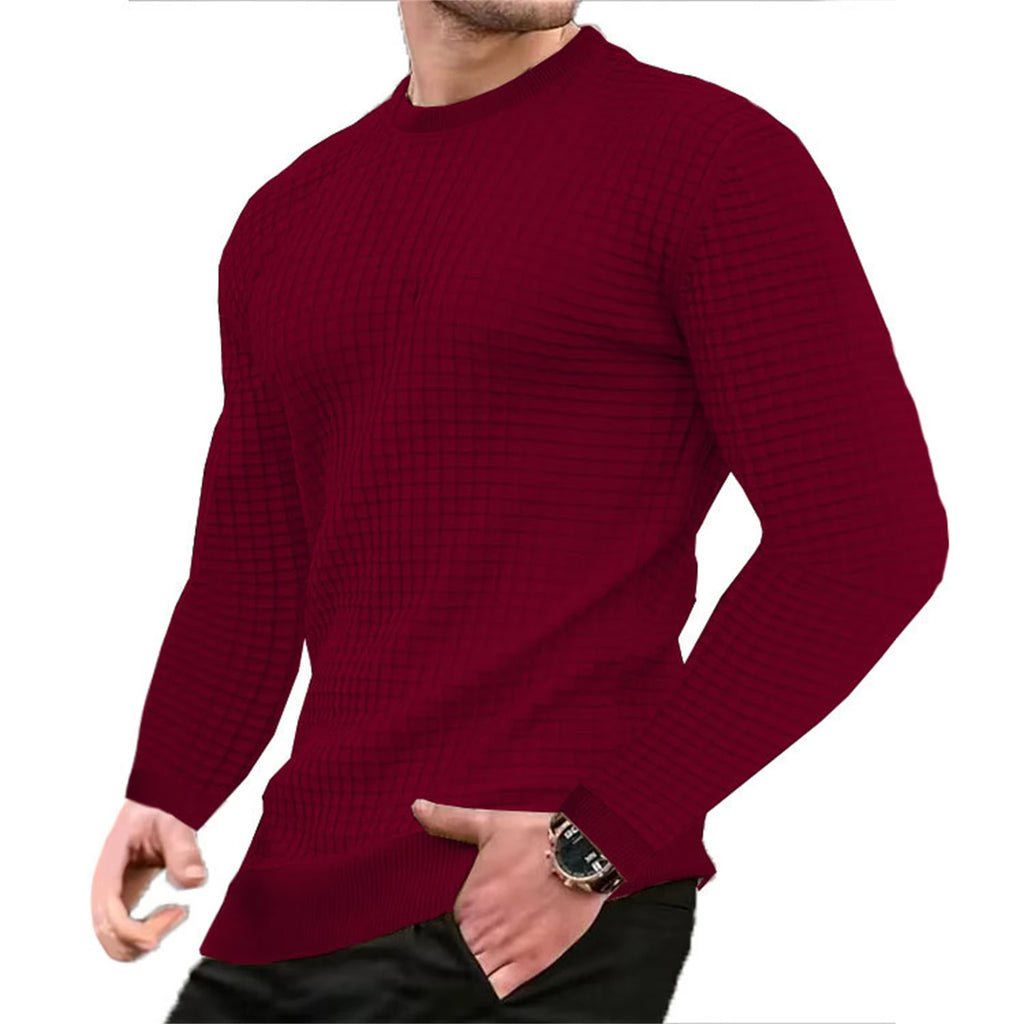 Hoodie Homme Col Rond Jacquard Carreaux Waffle Texture Fashion Casual Chaud Tendance Streetwear – Sweat À Capuche Motif Carreaux Premium | Mode Homme Streetwear Premium