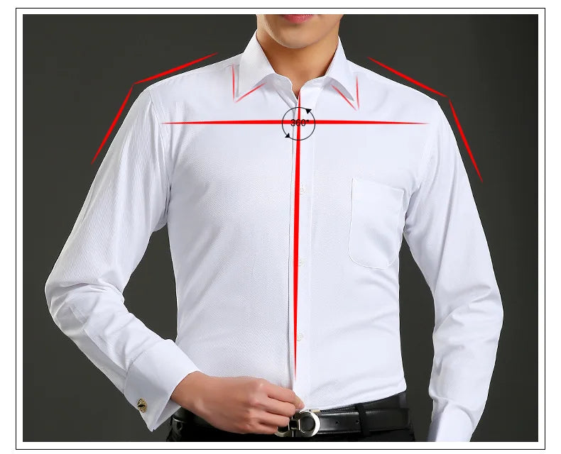 Chemise Homme Classique Poignets Français Manches Longues Coupe Standard – Formelle Business Mariage Bureau Blanche Élégante | Mode Homme Premium