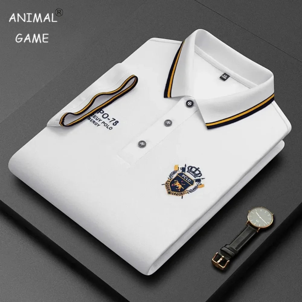 Polo Homme Manches Courtes Coton Broderie Luxe Col Revers Anti-Froissable Léger Été – Casual Élégant Premium | Mode Homme Tendance