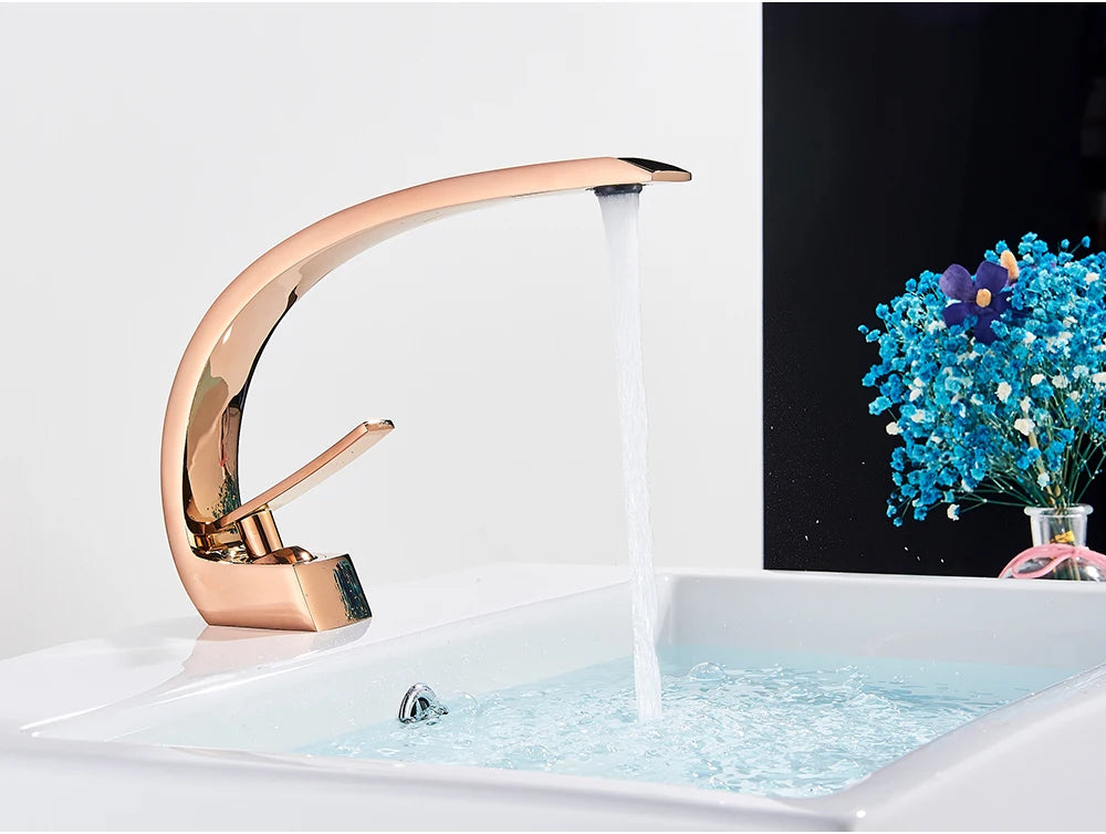Uythner Robinet Lavabo Noir en Laiton – Mitigeur Mono-Commande 1 Trou | Eau Chaude & Froide Salle de Bain