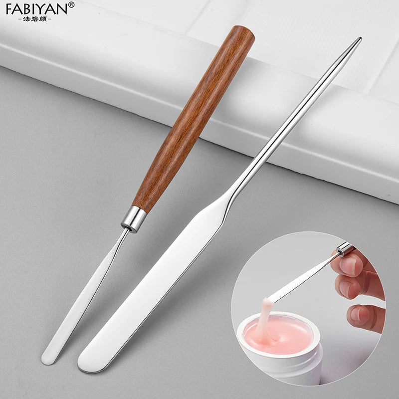 Spatule Inox Nail Art – Tige Mélangeuse Crème & Fond de Teint | Outil Mélange Maquillage & Accessoires