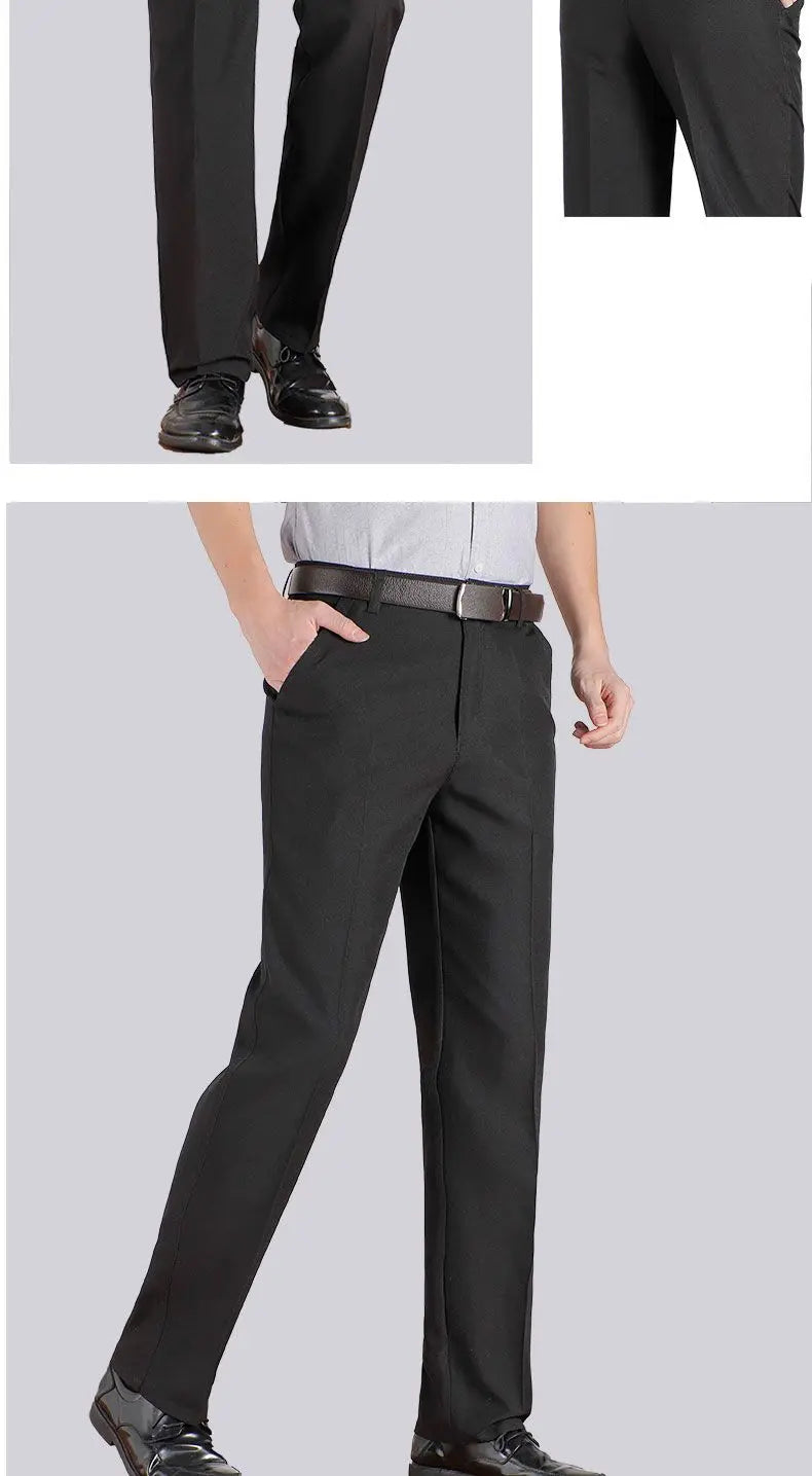 Pantalon de Costume Homme Haute Qualité Taille Haute Classique Business Casual Été Printemps Automne – Pantalon Élégant Professionnel | Mode Homme Premium