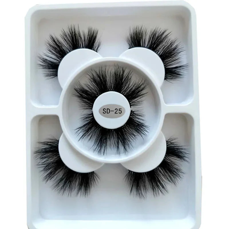 Faux Cils 3D Mink Naturels 2025 – Lot 3 Paires Longues | Extensions Cils Beauté