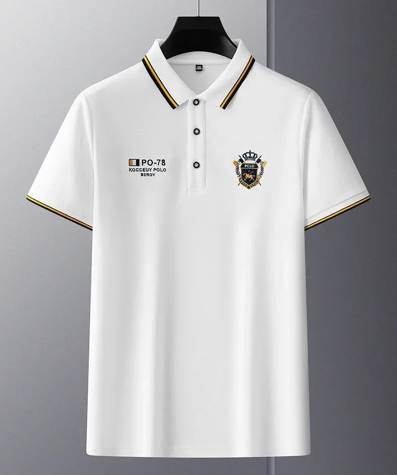 Polo Homme Manches Courtes Coton Broderie Luxe Col Revers Anti-Froissable Léger Été – Casual Élégant Premium | Mode Homme Tendance