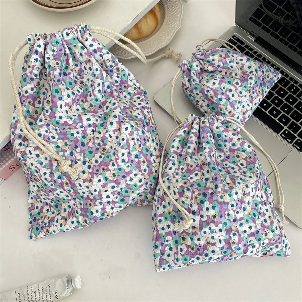 Trousse Maquillage Kawaii Florale - Pochette Cosmétiques & Voyage Cordon