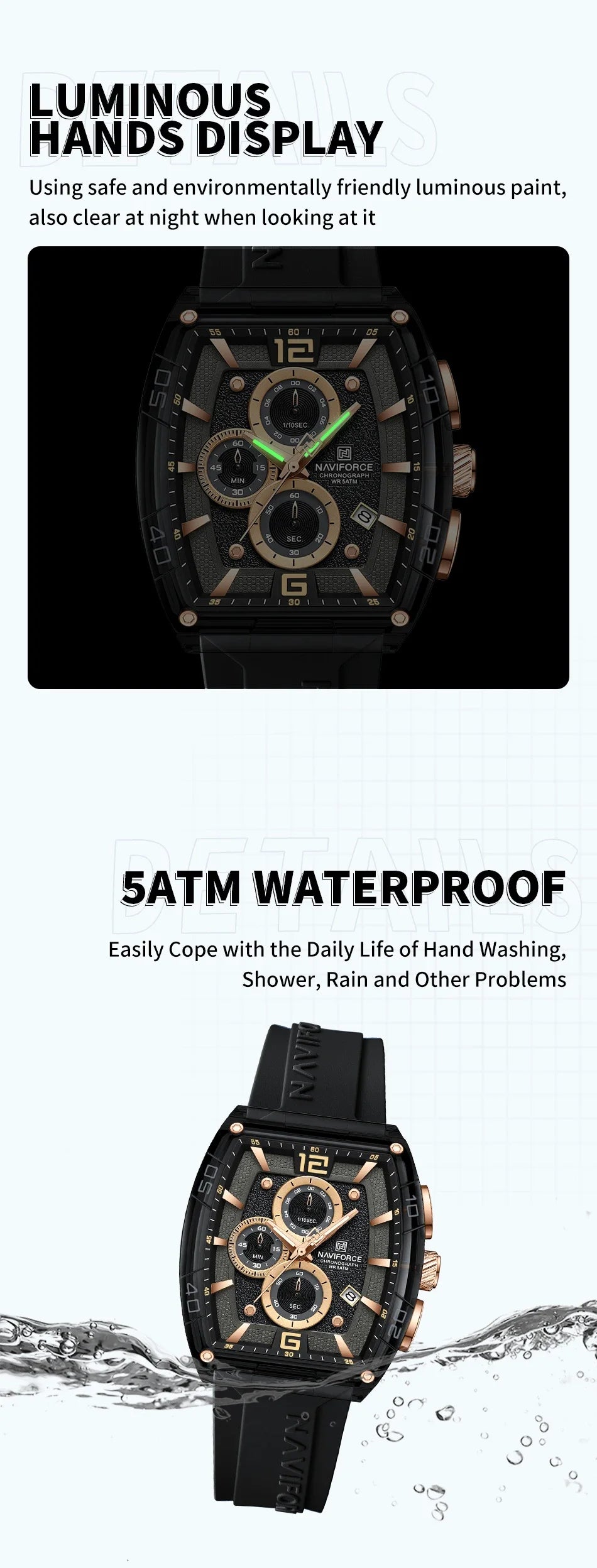 Montre Homme NAVIFORCE 2025 Militaire Sport Quartz – Étanche 50M Silicone Date Haute Qualité