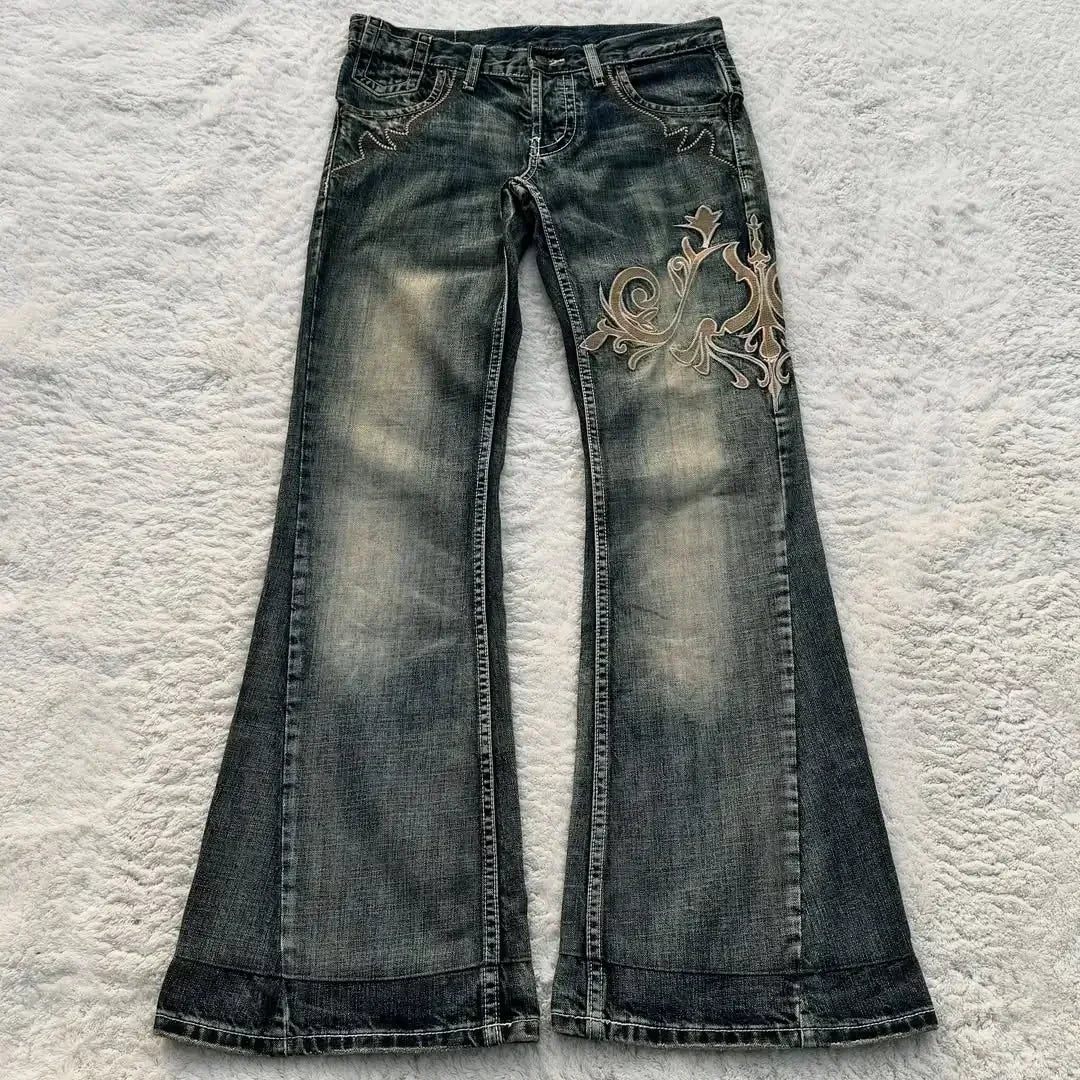 Jeans Large Y2K Vintage mit Totem-Print Hohe Taille - Baggy Harajuku Hip-Hop Streetwear Damen