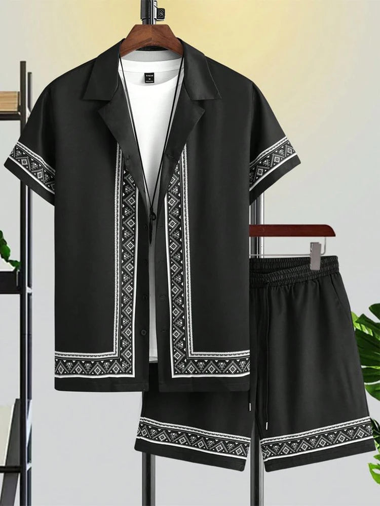 Ensemble Chemise + Short Unisexe Été Imprimé 3D Hawaïen – Col Reversé Fashion Casual Frais & Simple | Mode Homme & Femme