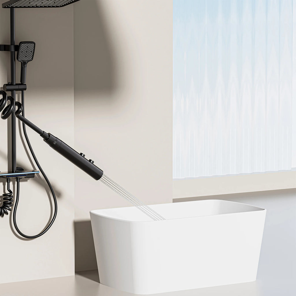 Système Douche Smart LED Digital – Affichage Température, Mitigeur Cuivre, Panneau Verre Trempé & Pommeau Pluie | Luxe Salle de Bain