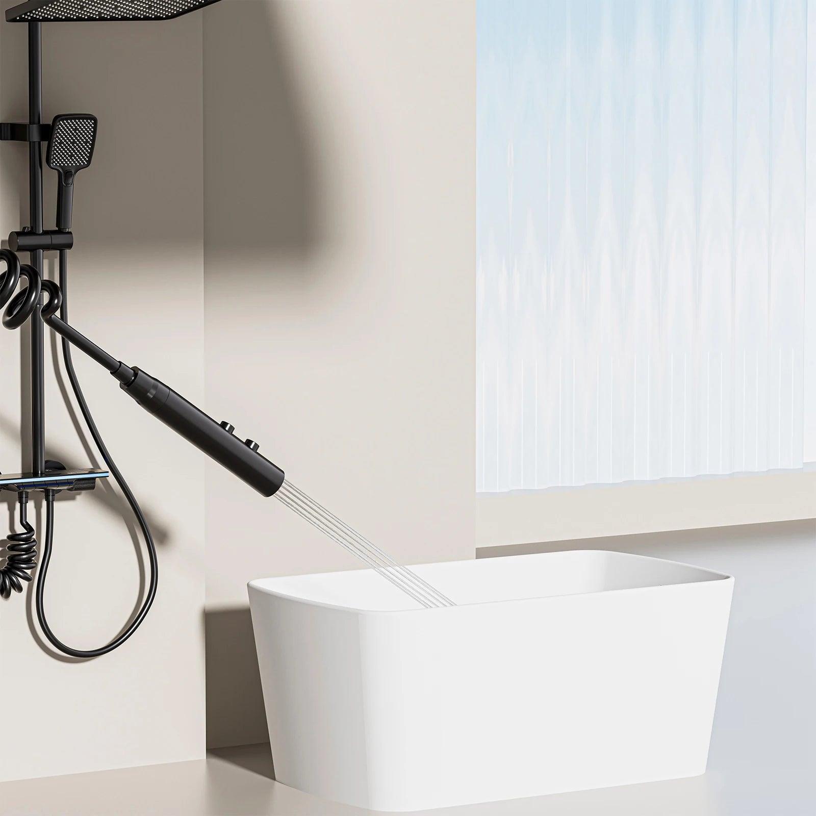 Système Douche Smart LED Digital – Affichage Température, Mitigeur Cuivre, Panneau Verre Trempé & Pommeau Pluie | Luxe Salle de Bain