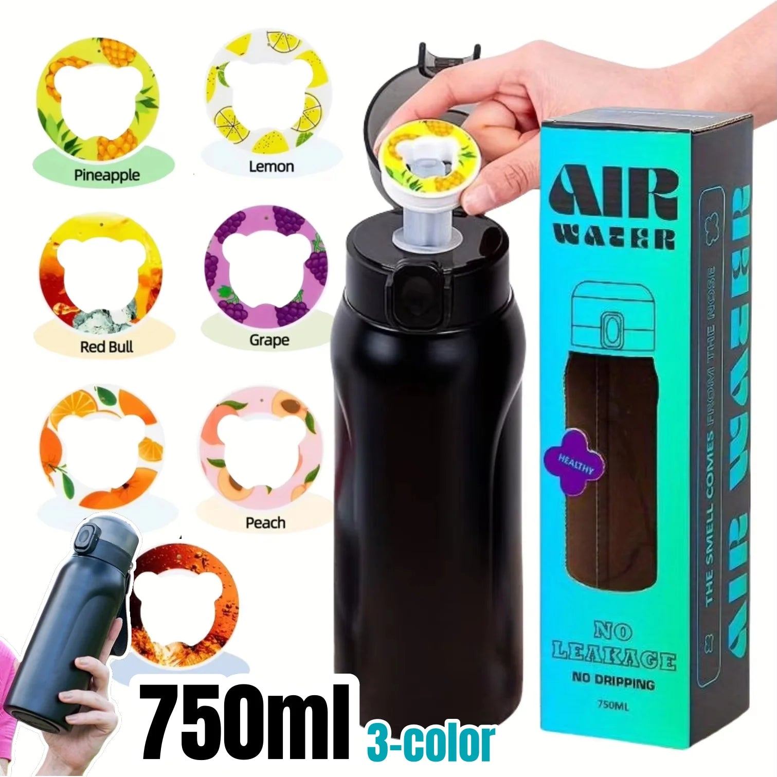 Gourde Isotherme Inox Sport + Pods Arômes Fruits Offerts – Hydratation Savoureuse | Fitness, Gym & Outdoor | Portable