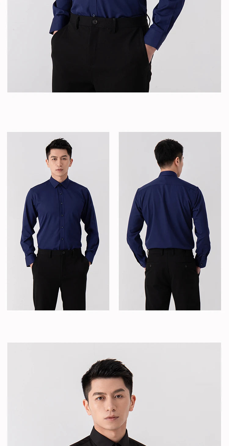 Chemise Homme Slim Fit Couleur Unie – Business Casual Classique Manches Longues Légère | Mode Homme Premium