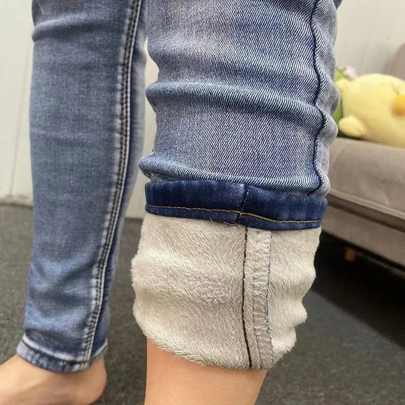 Jean Femme Thermique Skinny Taille Haute Chaud Polaire Stretch Denim – Pantalon Crayon Hiver Neige Confortable | Mode