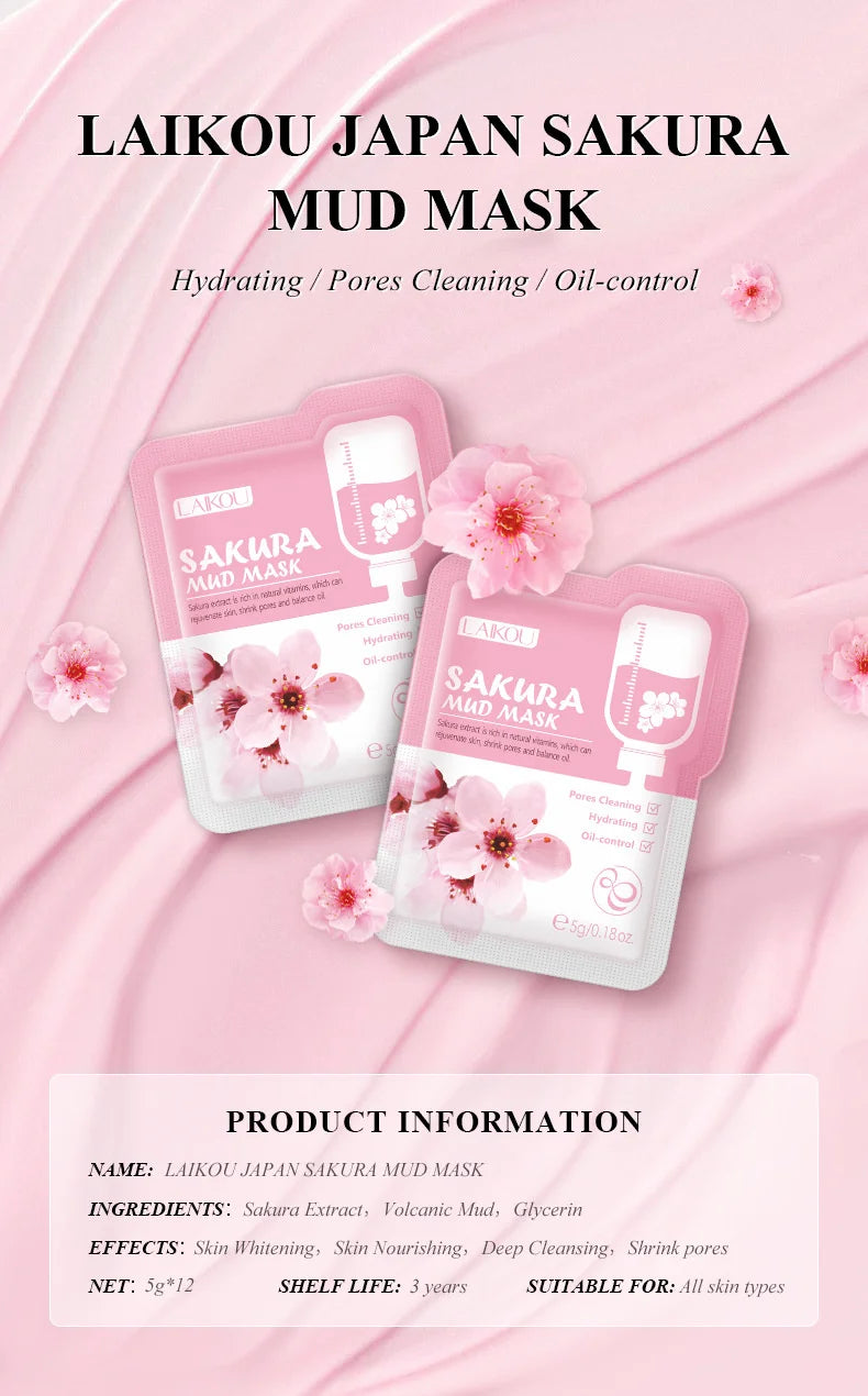 Kit Skincare Coréen LAIKOU Sakura – Nettoyant, Masque Yeux & Lèvres, Hydratation Intense | Routine Beauté K-Beauty Complète