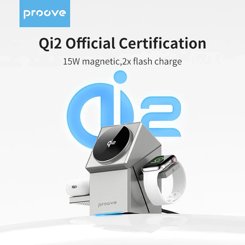 Chargeur Qi2 3-en-1 Dock Auto-Rotatif – iPhone 16 15 14 Pro Max AirPods iWatch Charge Rapide