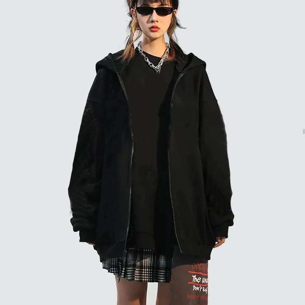 Sweat à Capuche Homme Zippé Uni Loose Manches Longues Y2K High Street Casual Outdoor – Veste Hoodie Streetwear Tendance | Mode Homme Urban