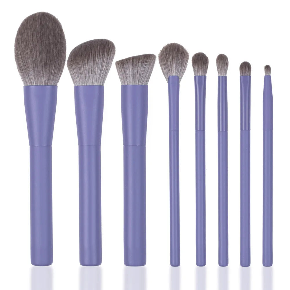 Set 8 Pinceaux Maquillage Violet & Rose Vegan – Poils Synthétiques | Fond de Teint, Fards & Poudre | Accessoire Beauté Premium