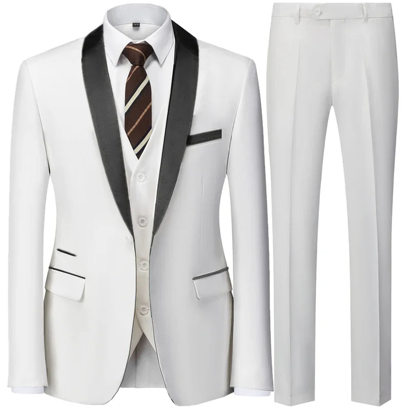 Costume Homme 3 Pièces Noir Slim Fit Blazer Veste Pantalon Gilet Grande Taille Mariage Cérémonie Soirée Automne Élégant – Ensemble Costume Premium | Mode Homme Habillé Premium