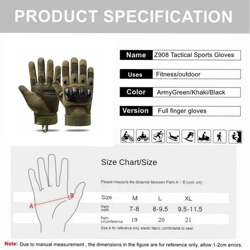Gants Tactiques Plein Doigt Outdoor – Écran Tactile & Grip | Randonnée, Moto & Musculation | Protection Fitness