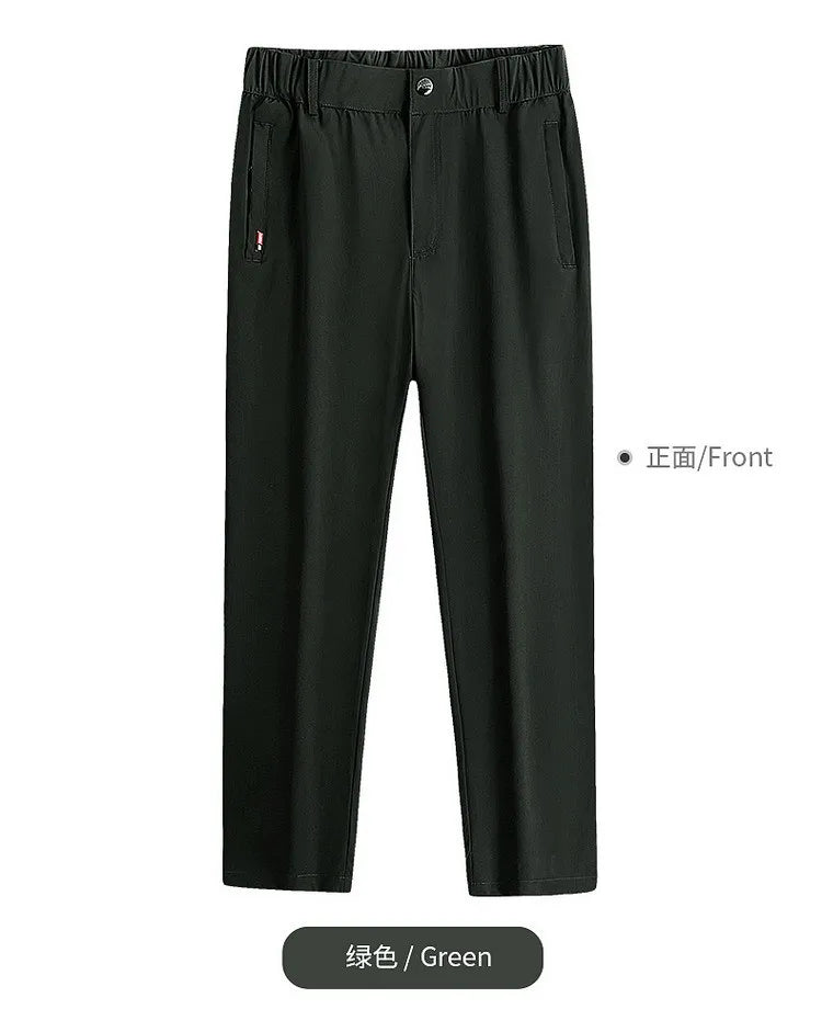 Pantalon Homme Grande Taille Soie de Glace Stretch Respirant Jambe Droite Séchage Rapide Élastique Été Confortable Léger Noir Jusqu'à 6XL – Pantalon Premium Grande Taille Soie de Glace Stretch Été | Mode Homme Grande Taille Premium