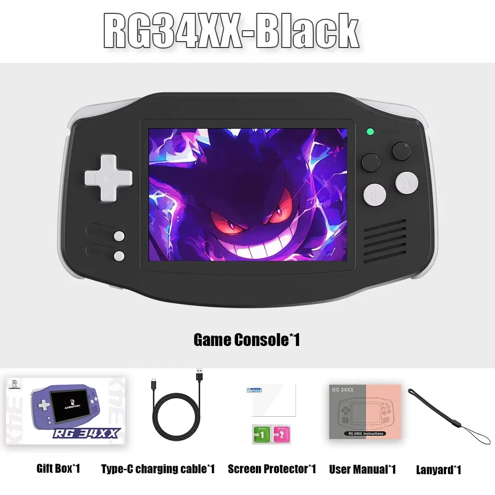 ANBERNIC RG34XX Console de Jeu Portable Rétro – Écran IPS 3.4'' HD | Linux, WiFi, Bluetooth, PSP
