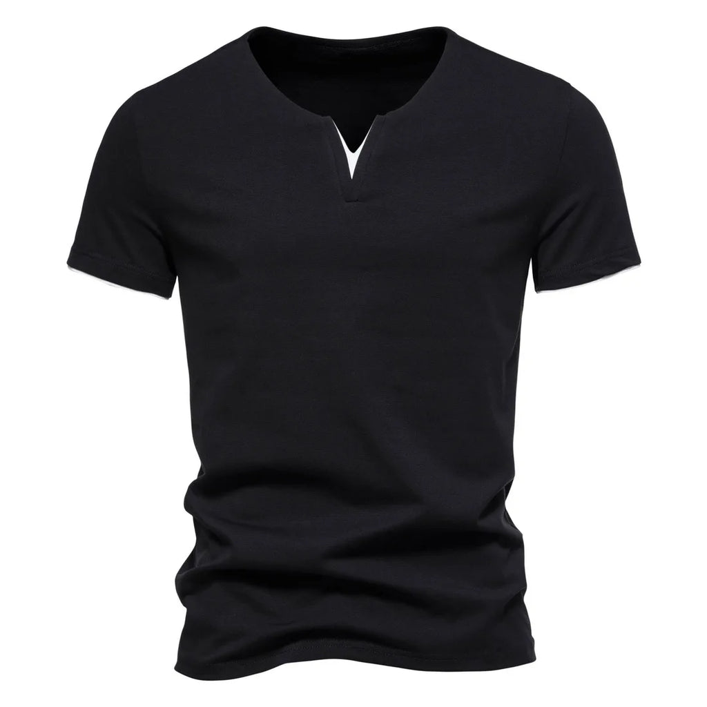 Herren Henley T-Shirt V-Ausschnitt Kurzarm Baumwolle Slim Fit Lässig Basic Sommer Bequem Atmungsaktiv Elegant Zeitlos – Premium Slim Henley T-Shirt | Premium Casual Herrenmode