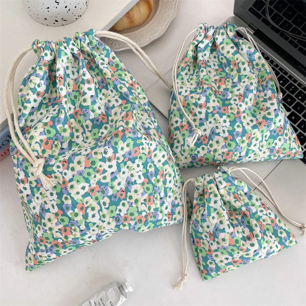 Trousse Maquillage Kawaii Florale - Pochette Cosmétiques & Voyage Cordon