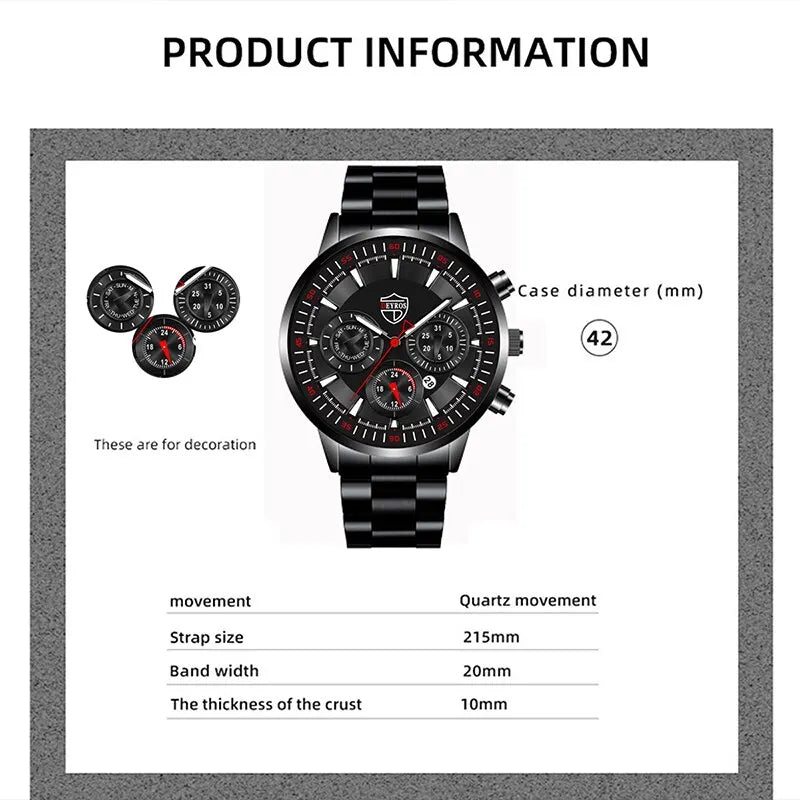 Montre Homme Business Quartz DEYROS – Acier Inoxydable Lumineux Date Calendrier Fashion Casual
