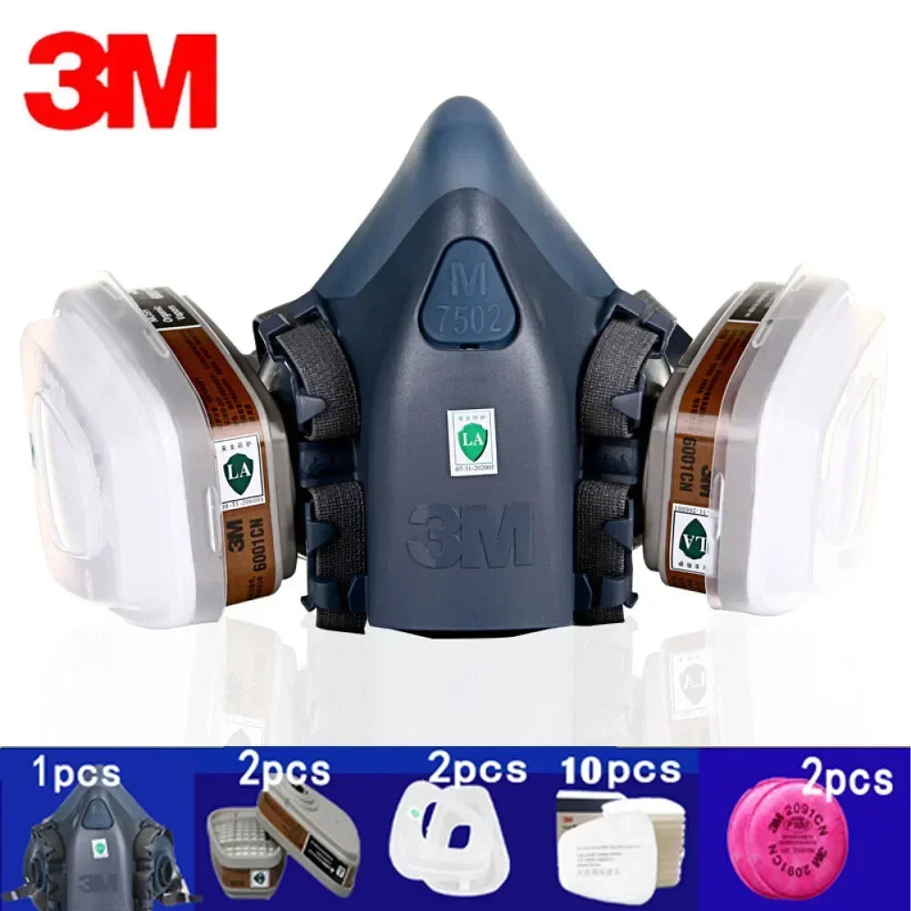 Demi-Masque Respiratoire 3M 7502 – Anti-Gaz, Poussières & Vapeurs Chimiques | Peinture, Industrie & Bricolage | Filtres 501/5N11/6001CN