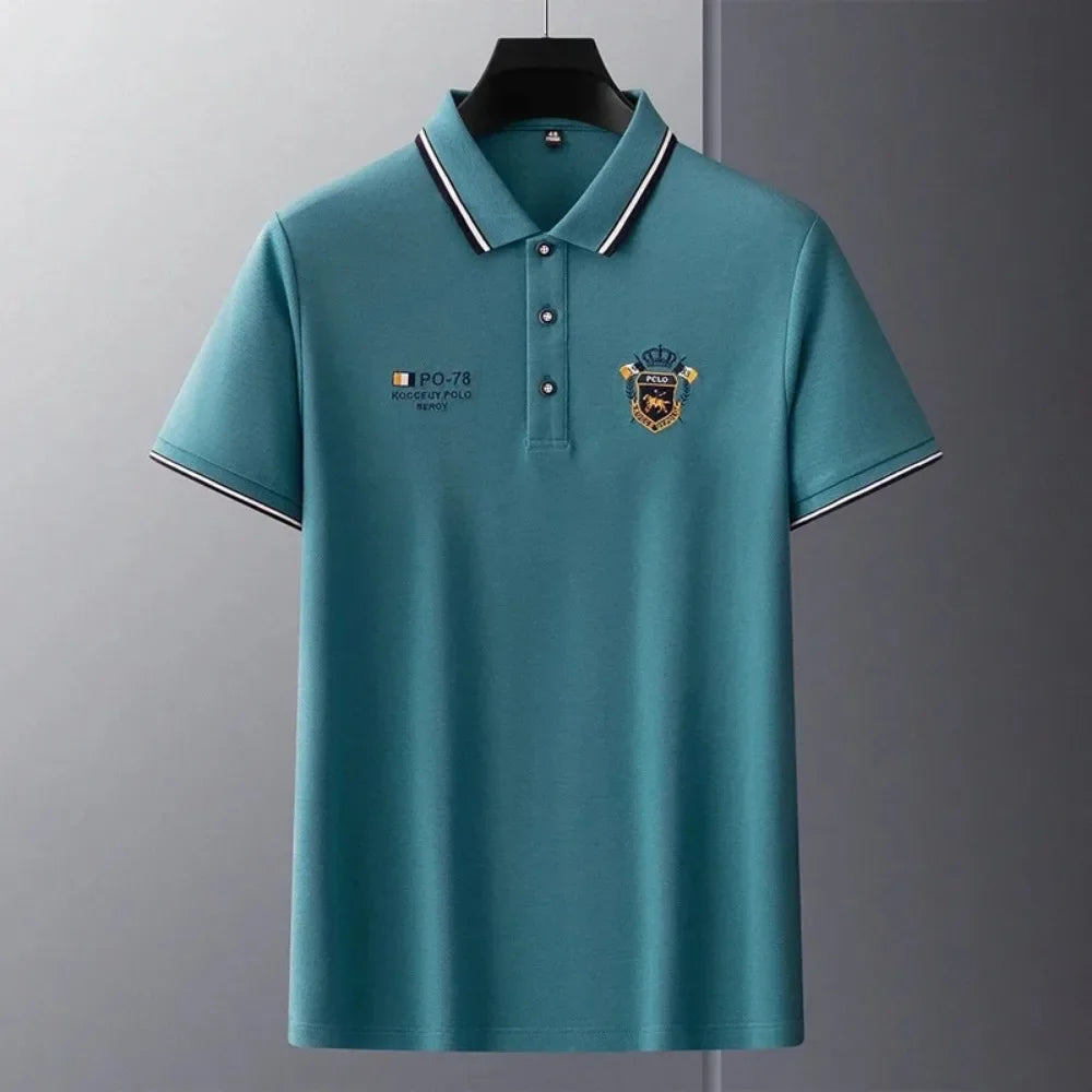 Polo Homme Manches Courtes Coton Broderie Luxe Col Revers Anti-Froissable Léger Été – Casual Élégant Premium | Mode Homme Tendance