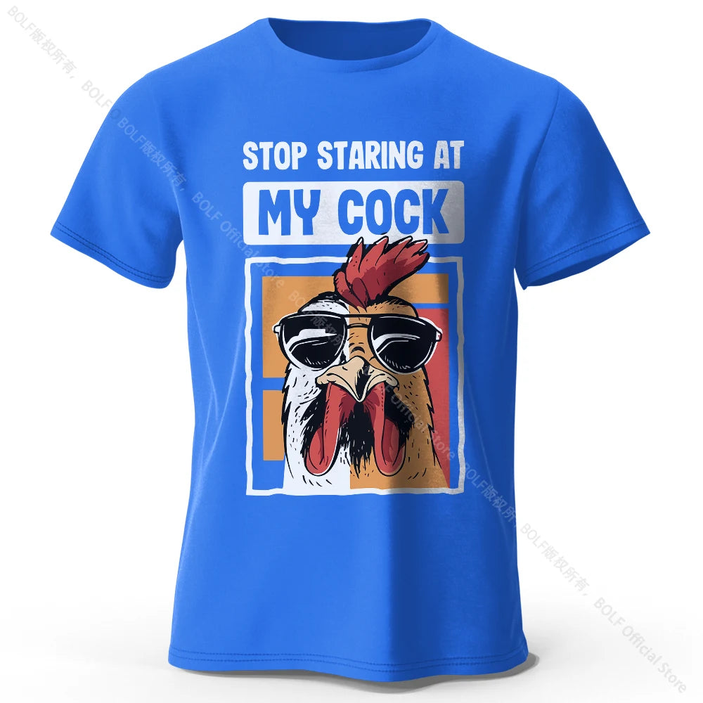 T-Shirt Humour Coq Imprimé Drôle 100% Coton Oversized Unisexe Homme Femme Été – Tee Graphique Funny Casual Streetwear | Mode Unisexe Tendance