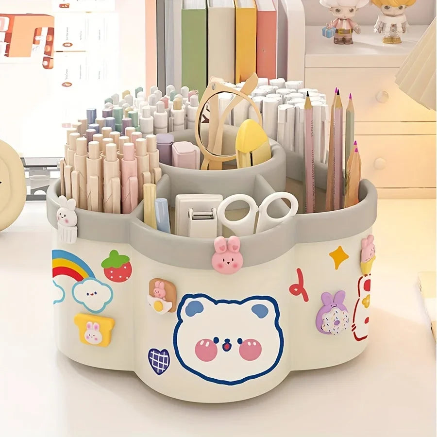 Porte-Stylos 360° Rotatif Multifonction – Organisateur Bureau Maquillage Papeterie Étudiant