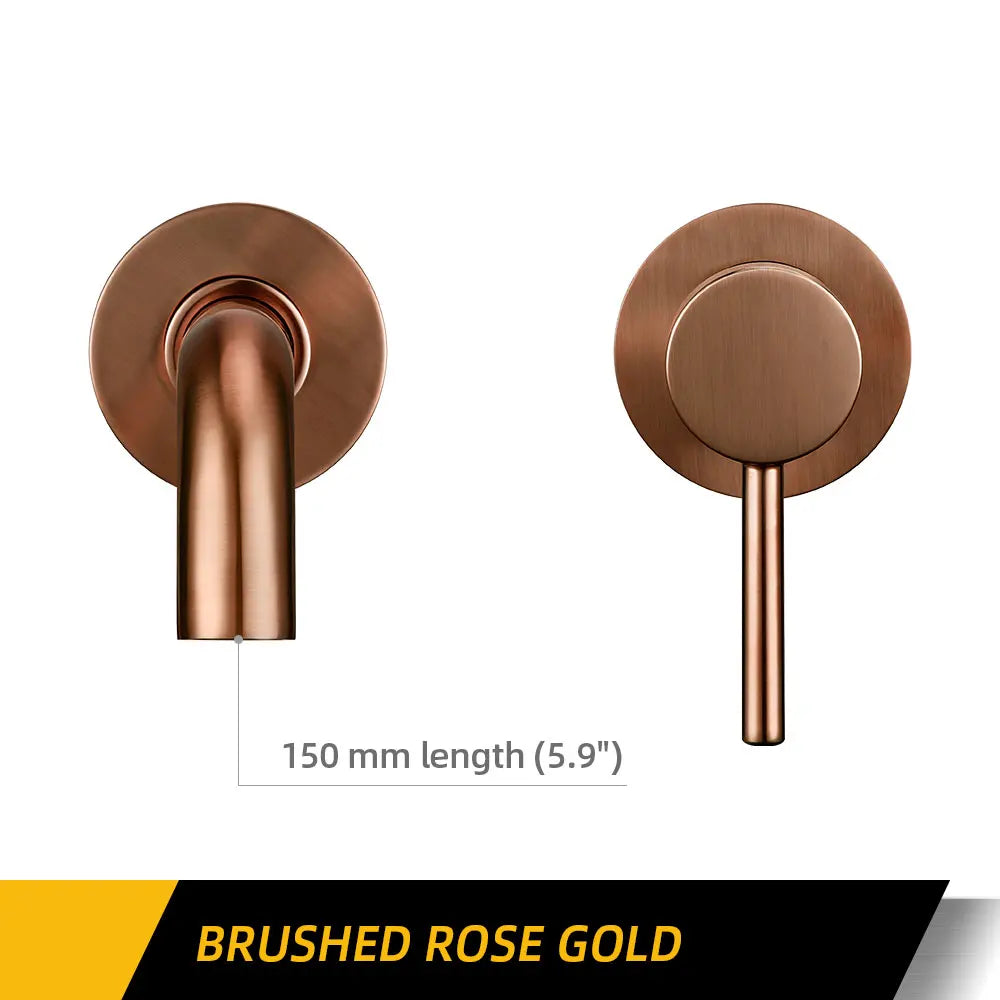 Bagnolux Robinet Encastré Rose Gold Laiton – Poli ou Brossé, Trou Rond, Eau Chaude & Froide | Salle de Bain Luxe