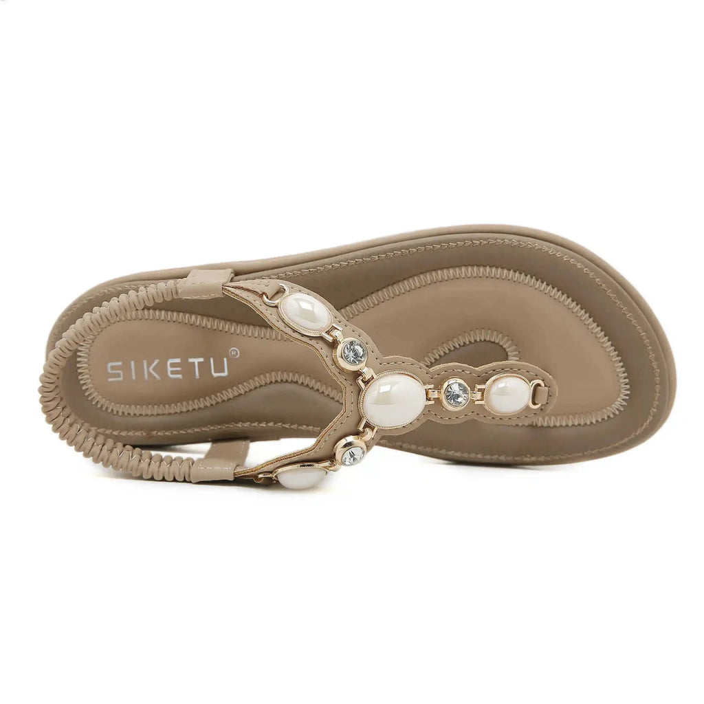 Sandales Bohème Plage Femme Flats 2025 – Casual Loisirs Grande Taille 36-42