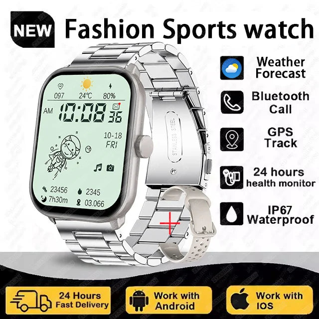Montre Connectée Unisexe Écran AMOLED – GPS, Appels Bluetooth & Suivi Cardio | Étanche | Sport & Fitness | Android & iOS
