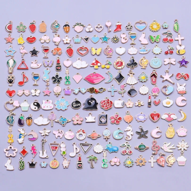 Pendentifs Émail & Breloques Fleurs Mix DIY – Matériaux Bijoux Fait Main en Vrac | Lot Assortiment Bracelet & Collier | Idéal Créatrices & Revendeuses