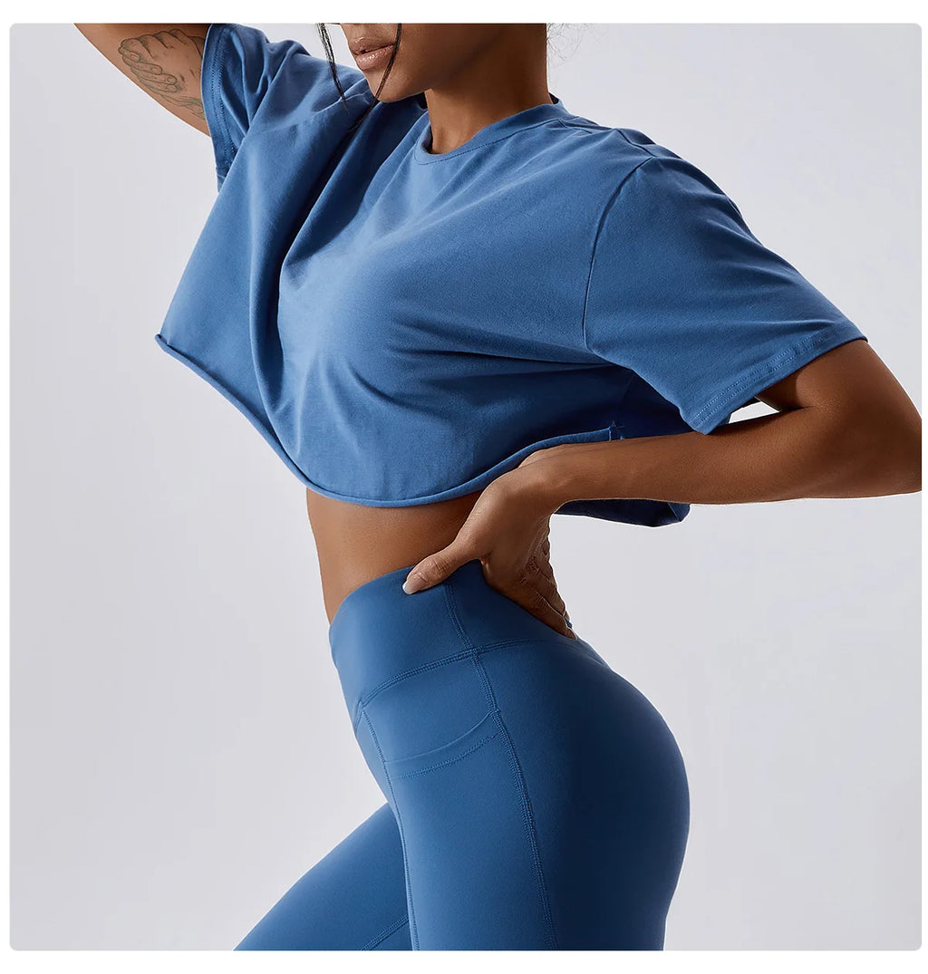 Top Sport Femme Y2K Manches Courtes – Yoga, Danse & Fitness | Coupe Ample Tendance | T-Shirt Sportif Polyvalent Été