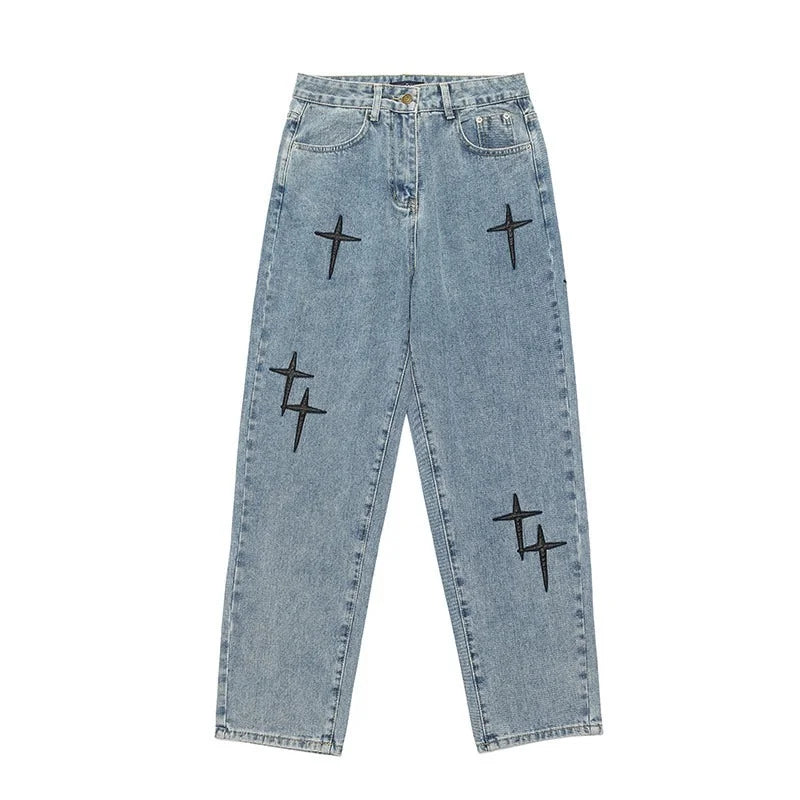 Jean Homme Imprimé Baggy Wide Leg Style Coréen K-Fashion Streetwear Cargo Droit Casual Loose Denim Tendance Urbain – Jean Baggy Premium K-Fashion | Mode Homme Streetwear K-Fashion Premium