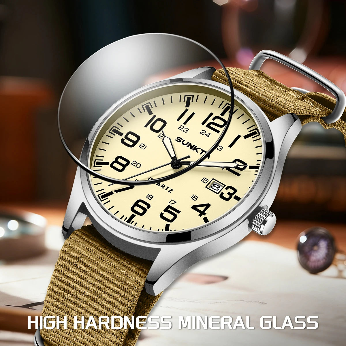 Montre Homme SUNKTA Militaire Sport Luxe Quartz Date Nylon Cuir Lumineux Étanche – Fashion Tendance