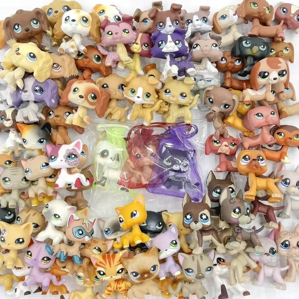 Los 2 Seltene LPS Tierfiguren – Süße Katze & Wackelkopftier Dackel Collie Cocker Dogge | Sammlerstück Kinderspielzeug