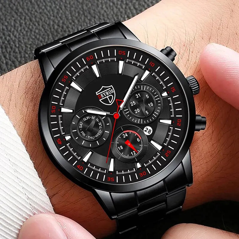 Montre Homme Business Quartz DEYROS – Acier Inoxydable Lumineux Date Calendrier Fashion Casual