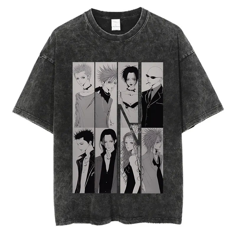 T-Shirt Anime Nana Osaki Imprimé Vintage Washed Harajuku Streetwear Graphique Été Manches Courtes Coton Unisexe – Tee Manga Japonais Tendance | Mode Streetwear Anime Premium