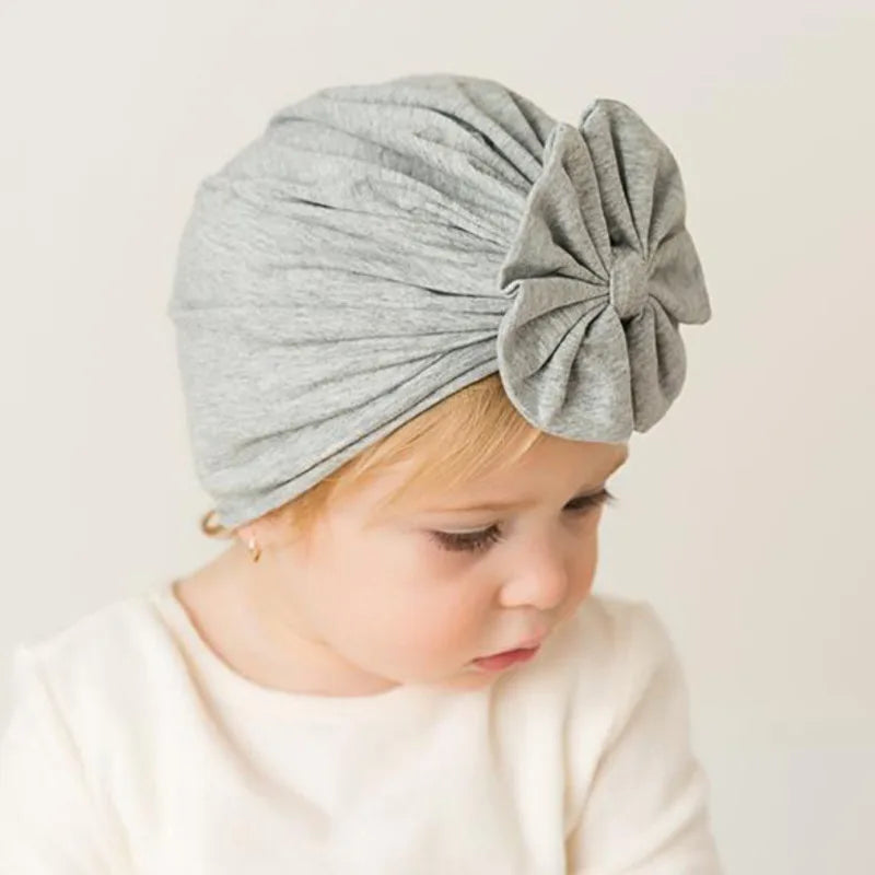 Bonnet Turban Bébé Fille Nœud Doux – Chapeau Nouveau-Né Toddler Printemps Automne