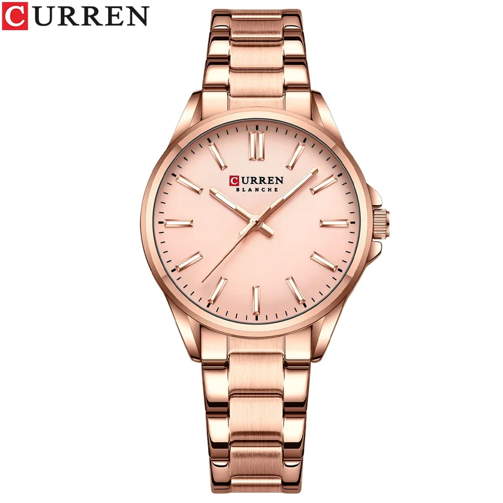 Montre Femme CURREN Fashion Casual Quartz – Acier Inoxydable Cadran Rond Simple Élégante